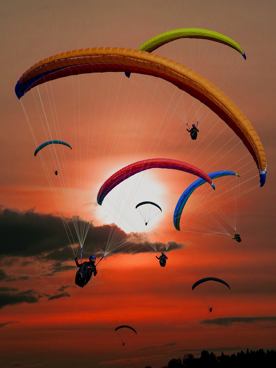 paraglider, paragliding, flying